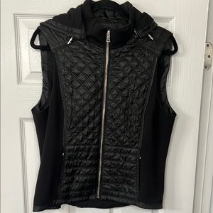 White House Black Market Black Quilted Vest with High Collar